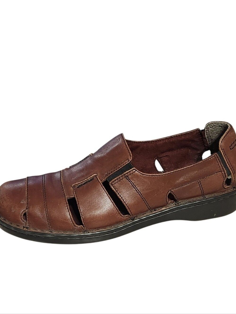 Naturalizer Brown Leather Sandals Shoes Size 9 Closed Toe Strappy Fisherman